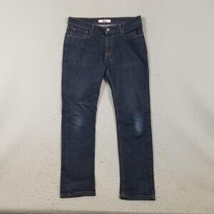 Tommy Hilfiger Jeans Mens 34x32 Blue Dark Wash Stretch Denim Straight Leg